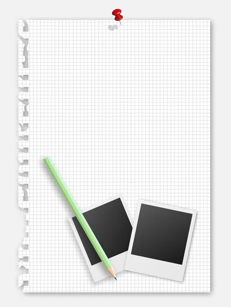 Papier note avec crayon photo — Image vectorielle