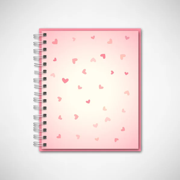 Patrón de corazones sin costura en el cuaderno rosa — Archivo Imágenes Vectoriales