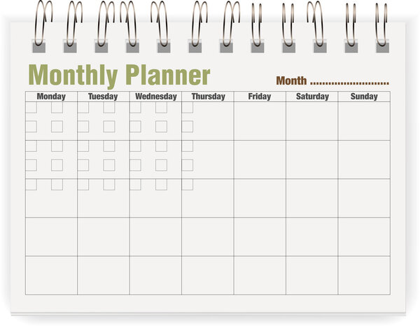 Monthly notebook planner