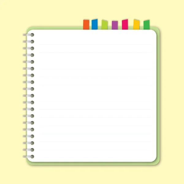 Cuaderno verde con marcador — Vector de stock