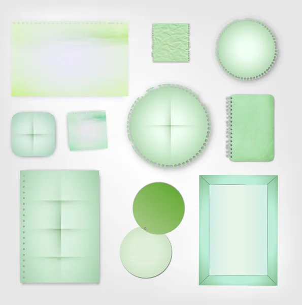 Set of Green Paper — Stock Vector