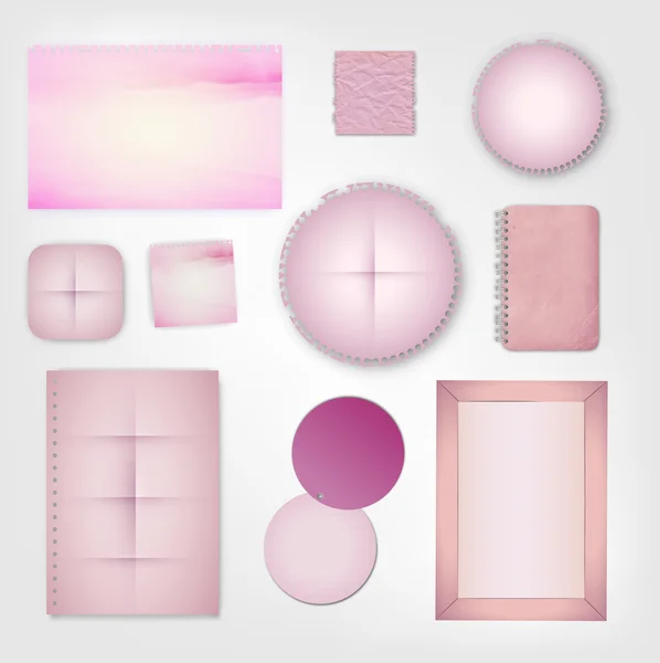 Set van roze papieren — Stockvector