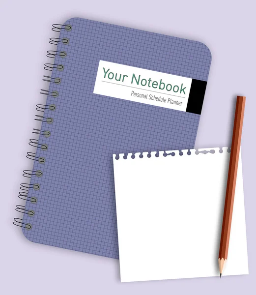 Papel de nota com lápis no caderno — Vetor de Stock
