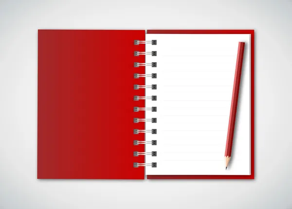 Carnet rouge avec crayon — Image vectorielle