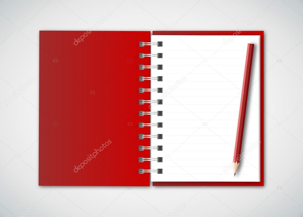 Red Notebook with Pencil