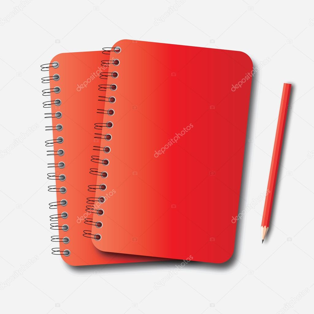 Red Notebook and Pencil