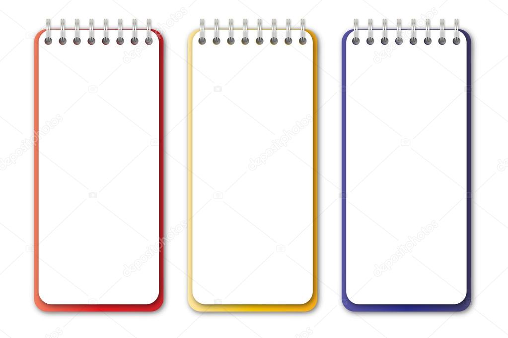 Colorful notebooks isolated on white Background
