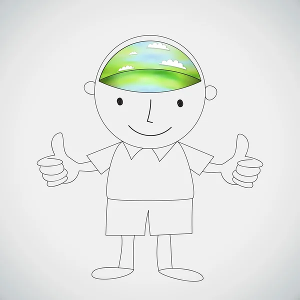 Junge mit grünem Umwelt-Gehirn — Stockvektor