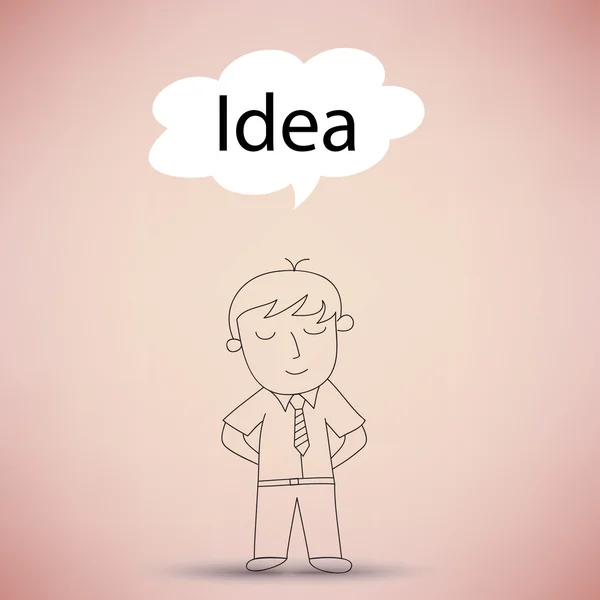 Businessman Thinking Idea Balloon — Stock Vector