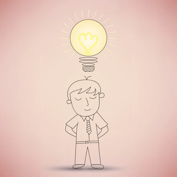 Businessman with light bulb idea — Stock Vector