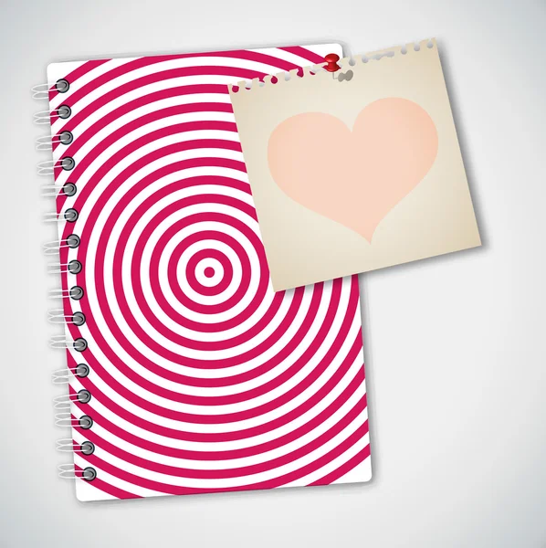 Cuaderno con símbolo del corazón — Archivo Imágenes Vectoriales