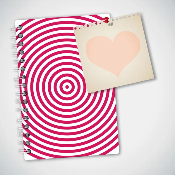 Carnet avec symbole Coeur — Image vectorielle