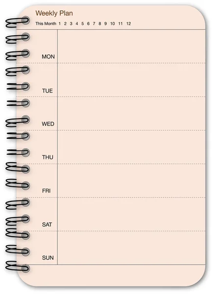 Planejador semanal de caderno —  Vetores de Stock