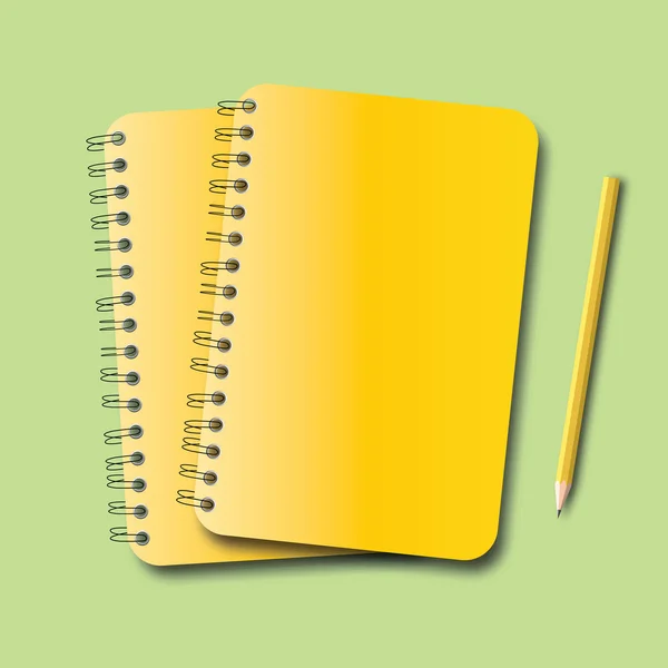 Cuaderno amarillo y lápiz — Archivo Imágenes Vectoriales