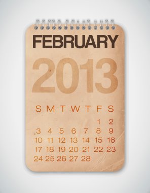 2013 takvim Şubat grunge doku defter
