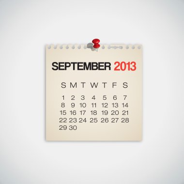 2013 takvim Eylül eski yırtık kağıt vektör
