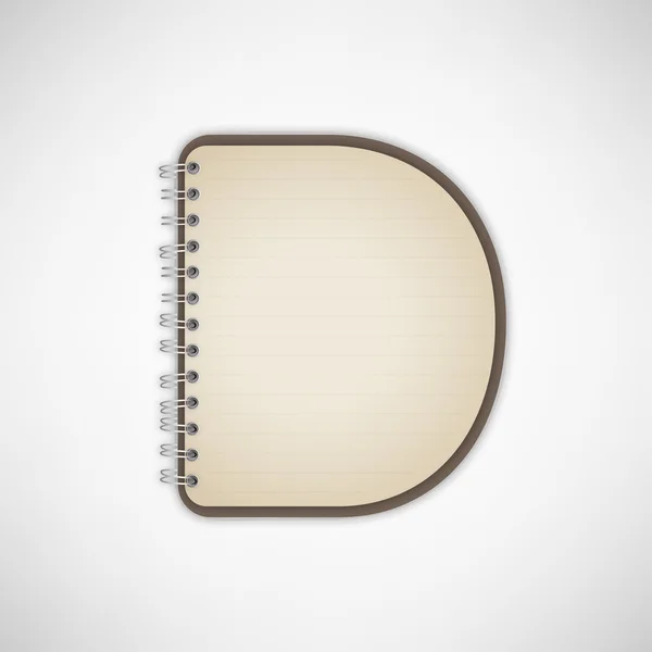 Carta D Notebook Vector — Vector de stock