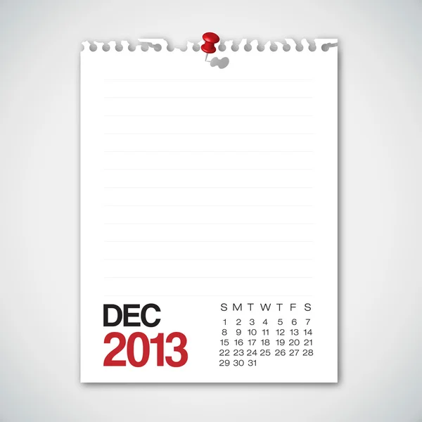 Calendario 2013 Dicembre Vecchio strappato Vettore di carta — Vettoriale Stock
