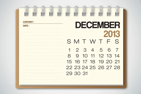 Calendrier 2013 Décembre Vieux vecteur de papier déchiré — Image vectorielle