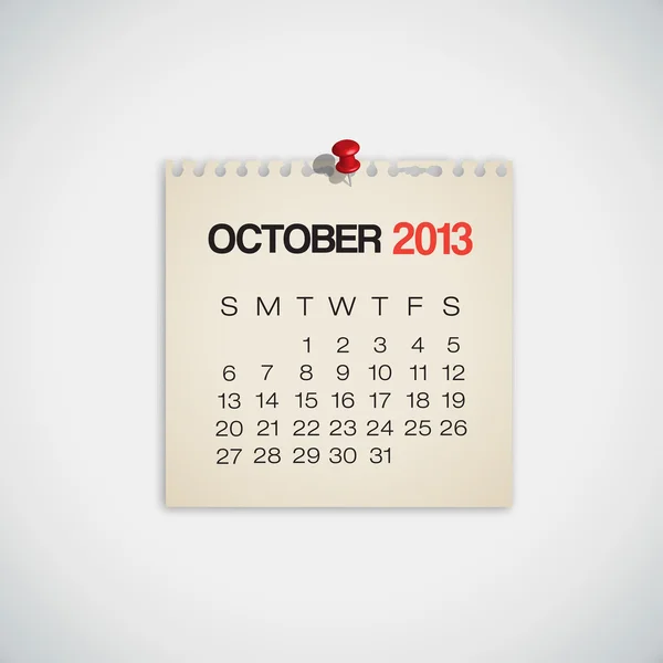 2013 kalender oktober oude gescheurd papier vector — Stockvector