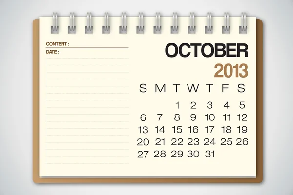 2013 kalender oktober oude gescheurd papier vector — Stockvector