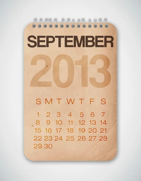 2013 Calendario Septiembre Grunge Textura — Vector de stock