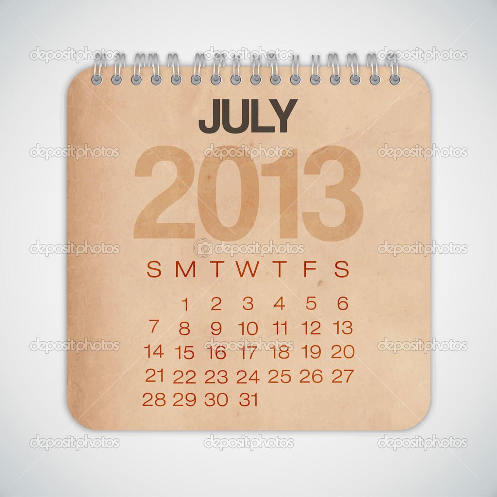 2013 Calendar July Grunge Texture
