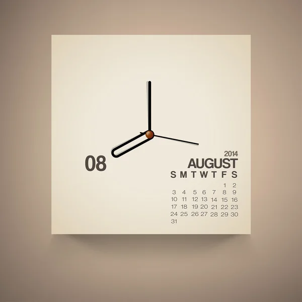 Calendario 2014 Agosto — Vector de stock