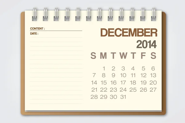 2014 Calendar December — Stock Vector