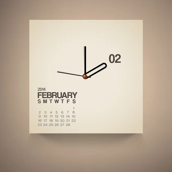 Calendario 2014 Febrero — Vector de stock