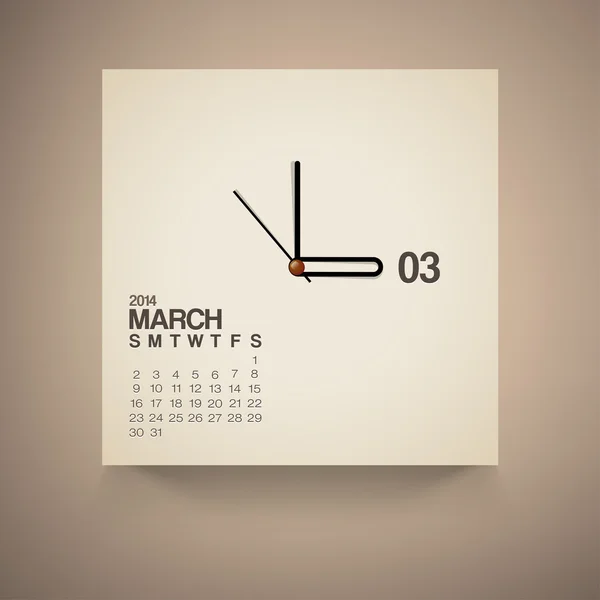 2014 कैलेंडर मार्च — स्टॉक वेक्टर