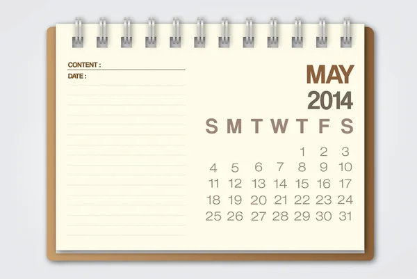 2014 Calendario Mayo — Vector de stock