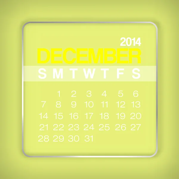 Calendario 2014 Diciembre — Vector de stock