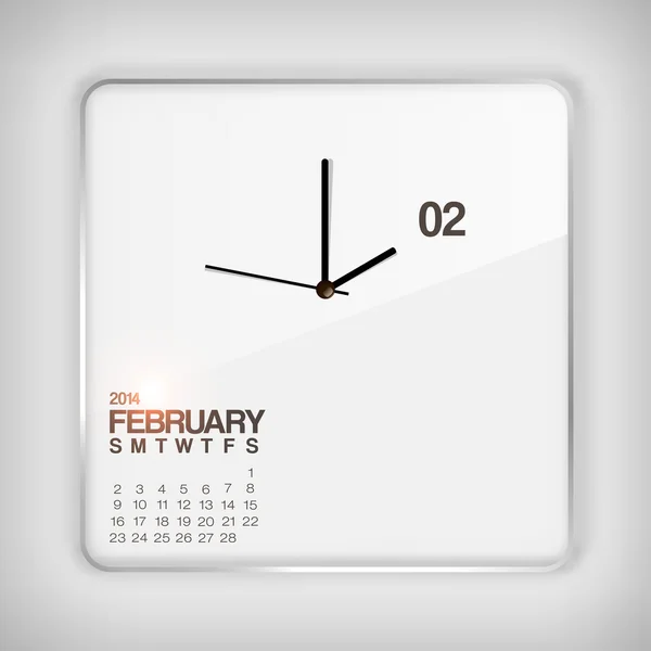 Calendario 2014 febbraio — Vettoriale Stock