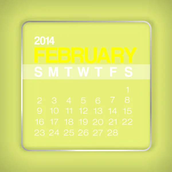 Calendrier 2014 Février — Image vectorielle