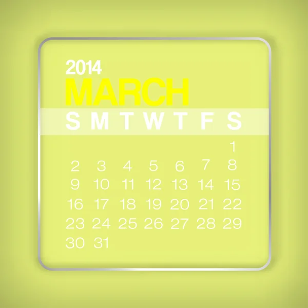 2014 kalender maart — Stockvector