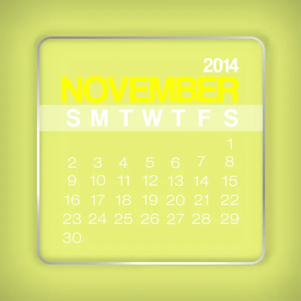 Calendrier 2014 Novembre — Image vectorielle
