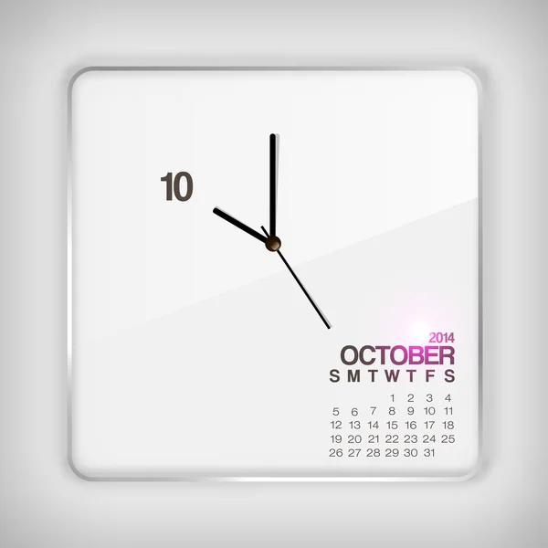Calendario 2014 Octubre — Archivo Imágenes Vectoriales
