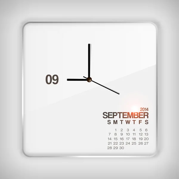 Calendrier 2014 septembre — Image vectorielle