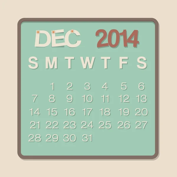 Decembrie 2014 Calendar — Vector de stoc