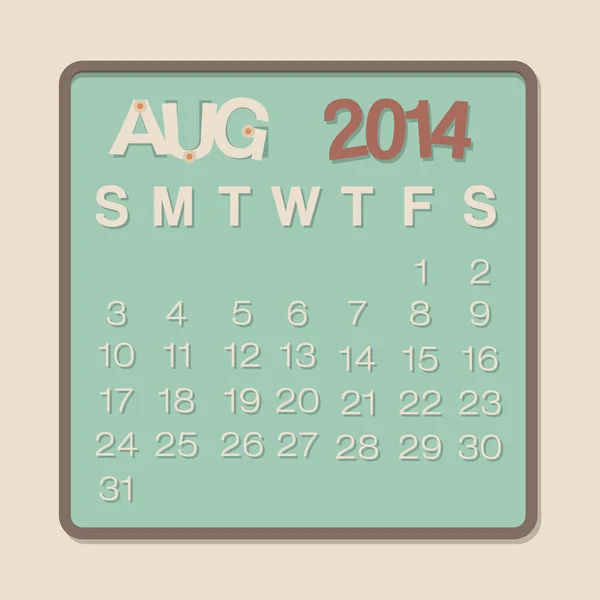 August 2014 Calendar — Stock Vector