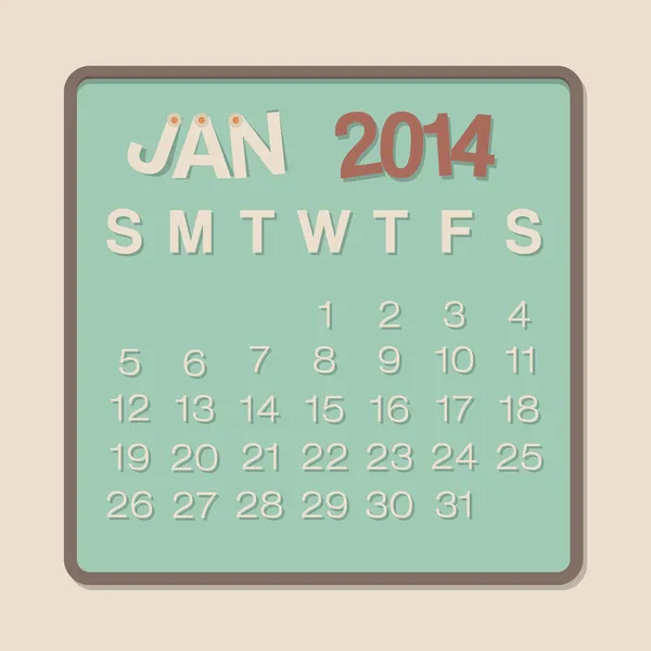 Calendrier janvier 2014 — Image vectorielle