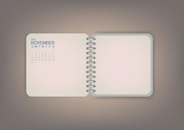 November 2014 Notebook Calendar — Stock Vector