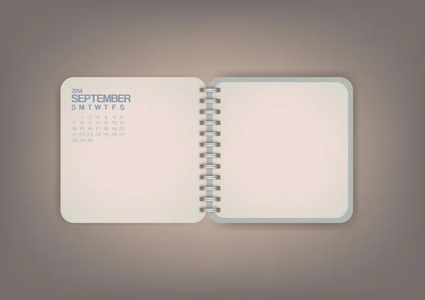 Settembre 2014 Notebook Calendario — Vettoriale Stock
