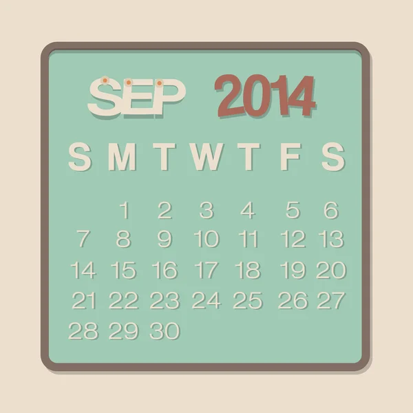 Calendrier Septembre 2014 — Image vectorielle