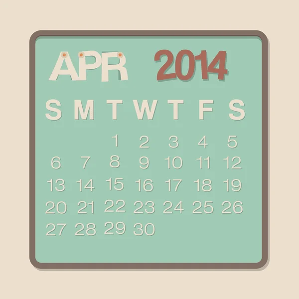 Calendrier Avril 2014 — Image vectorielle