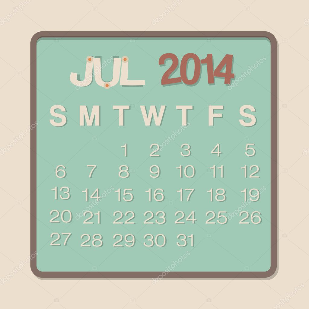 July 14 Calendar Stock Vector Image By C studio