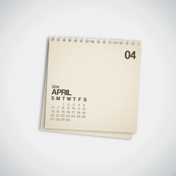 Calendrier 2014 avril — Image vectorielle