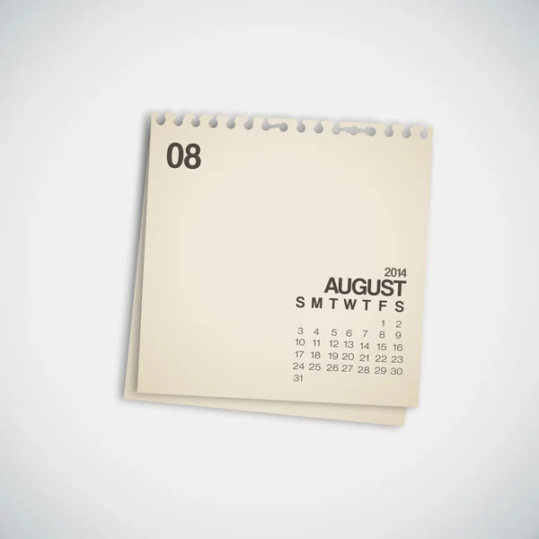 2014 Calendar August — Stock Vector