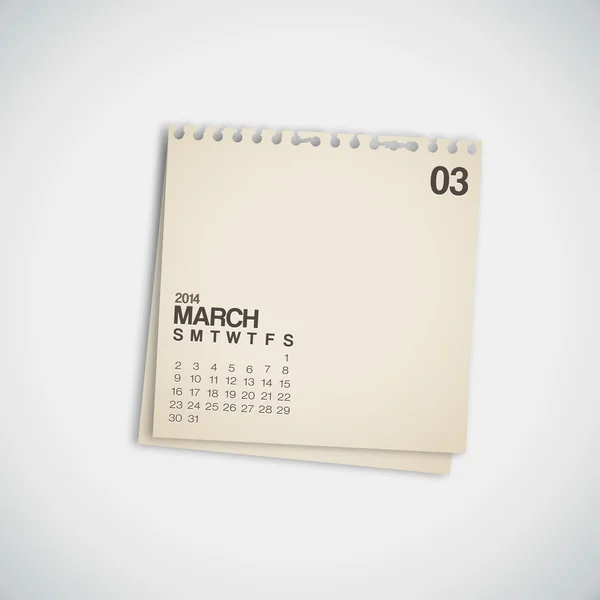 Calendario 2014 Marzo — Vector de stock